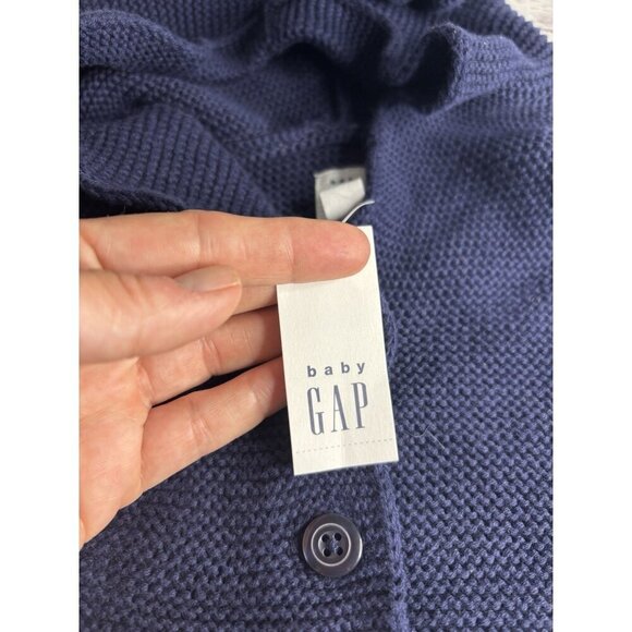 NEW Gap Baby Bear Garter Cardigan Navy Blue 3-6 Months Soft Knit Cotton - Picture 4 of 7